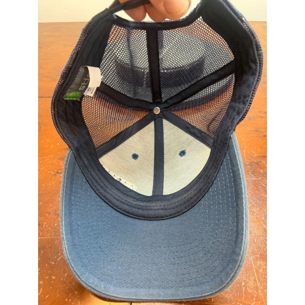 Stio Mens Trucker Hat Blue Gray Patch Logo‎ Adjustable Baseball Cap some fading